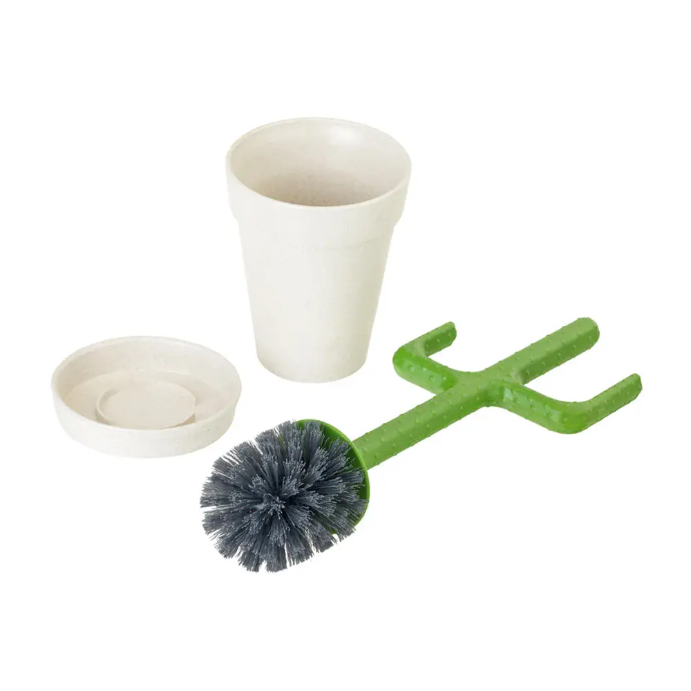 Cactus Pattern Toilet Brush With Waterproof Base Silicone Wc Flat Head  Flexible Soft Bristles Quick Drying Holder Set Gift Decor