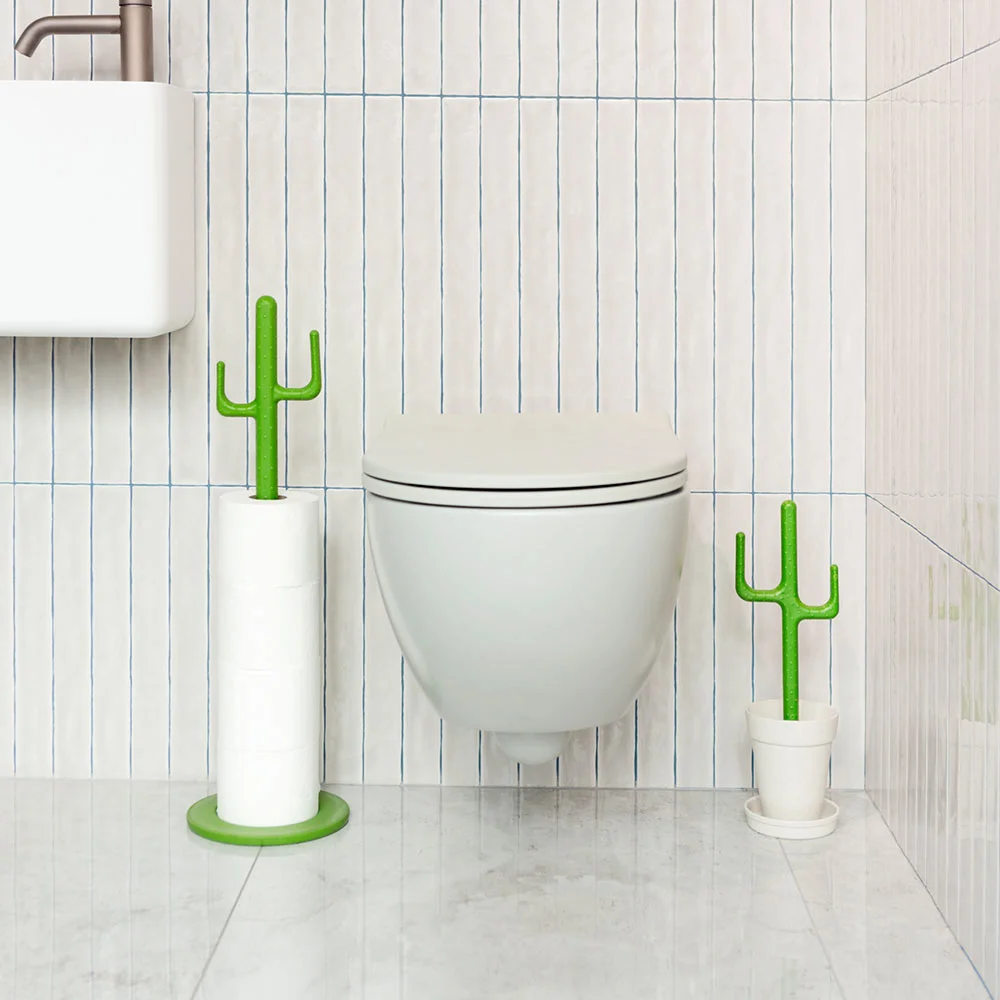 Cactus Pattern Toilet Brush With Waterproof Base Silicone Wc Flat Head  Flexible Soft Bristles Quick Drying Holder Set Gift Decor