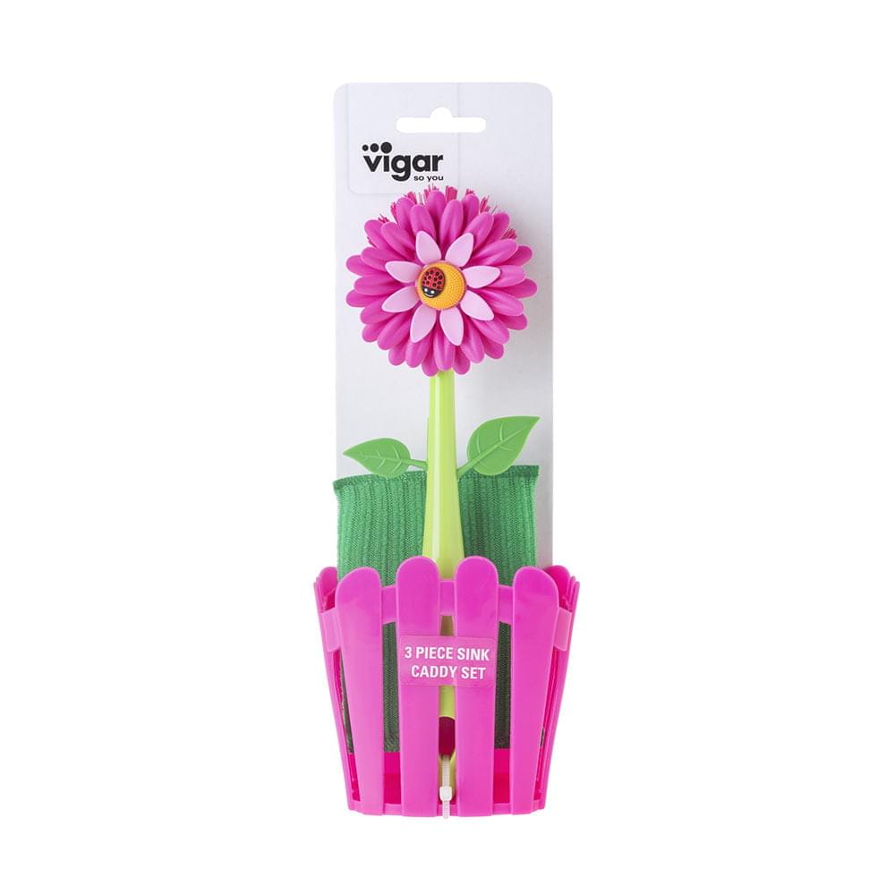 Vigar Flower Power 3pc Sink Caddy Set - White Magic