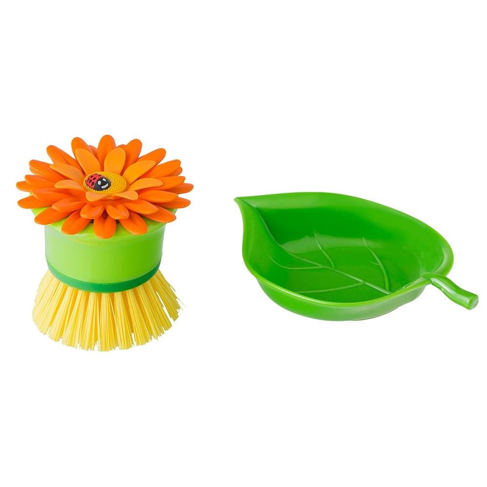 Palm Dish Brush With Holder for Cleaning