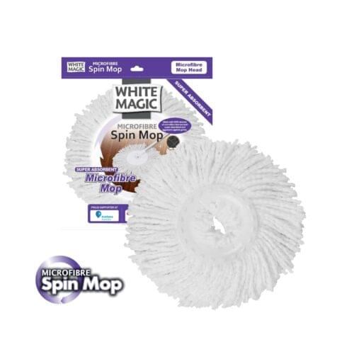 White Magic Microfibre Mop Head Refill For Spin Mop Replacement Head x 3 - Image 2