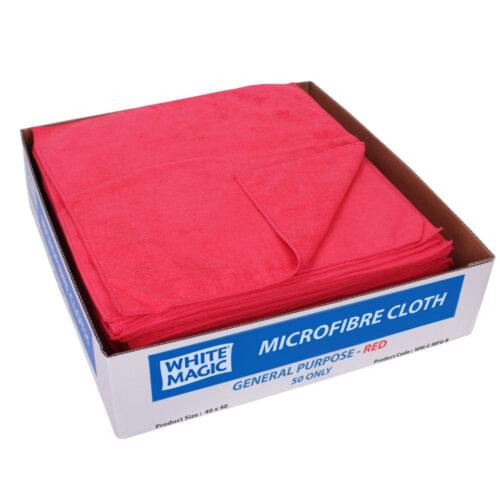 White Magic Commercial Microfibre General Purpose Cloth Red - Image 2