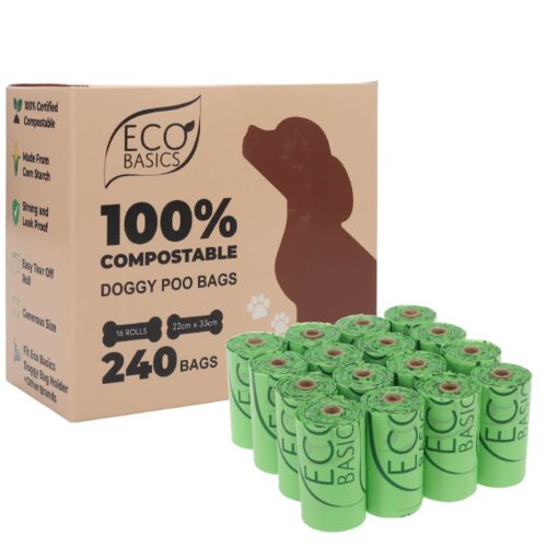 Eco Basics 100% Compostable Doggy Bags 16 Rolls, 240 Bags